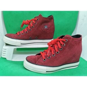 Converse Chuck Taylor Dahlia Lux Burgundy Suede Hidden Wedge Heel Sneaker Size 6